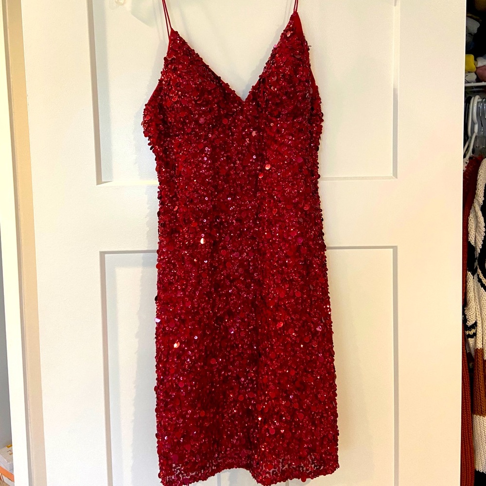 Sparkly Red Vintage Mini Dress